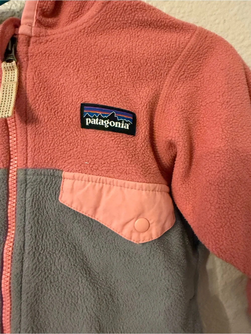Patagonia Kids Two-Tone Pink & Gray Fleece Hoodie